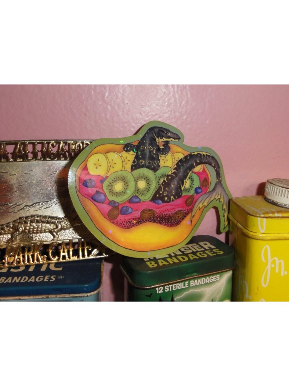 Smoothie Bowl Mermaid Lizard Sparkle Sticker Asian Water Monitor - Picture 3 of 6